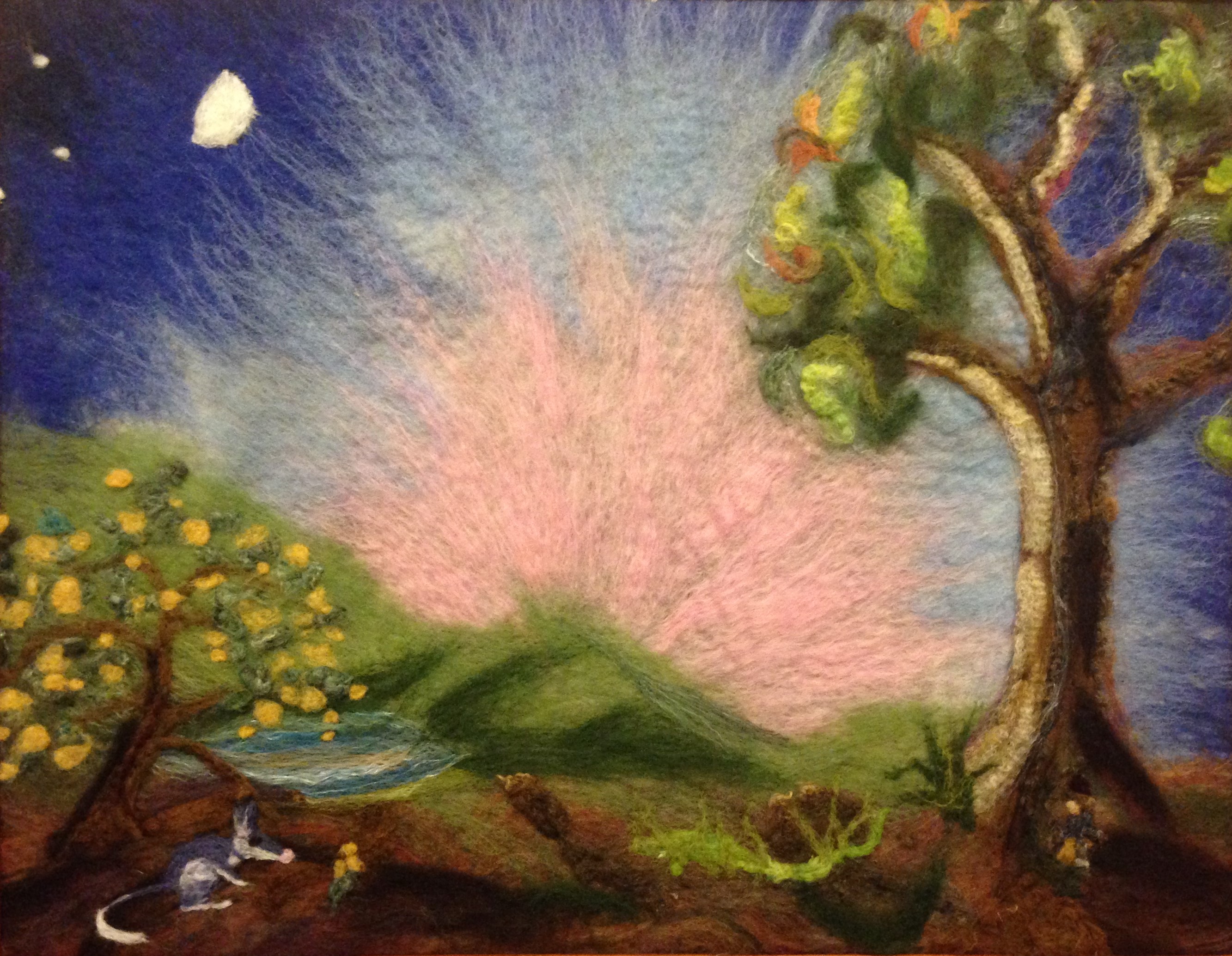 Image for <B>Bilby's secret - felted tapestry in wooden frame </B><I> hand felted artwork</I>