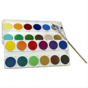 Image for <B>Nerchau Watercolour Set - 24 </B><I> in 2 layers incl paint brush + tube of white paint</I>