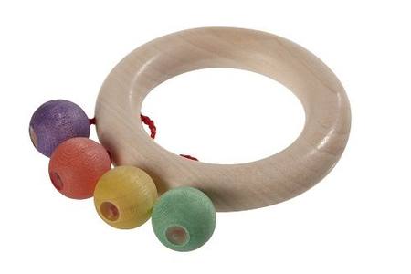 Image for <B>Walter Wooden Teething Ring w 4 Beads plant-based dyes </B><I> </I>