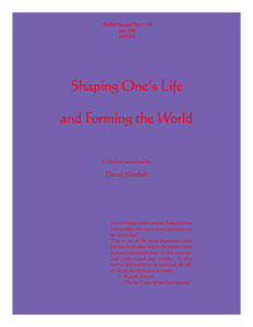 <B>Waldorf Journal Project #6: Shaping One's Life and Forming the World </B><I> Waldorf Journal Project 06</I> Image for <B>Waldorf Journal Project #6: Shaping One's Life and Forming the World </B><I> Waldorf Journal Project 06</I>